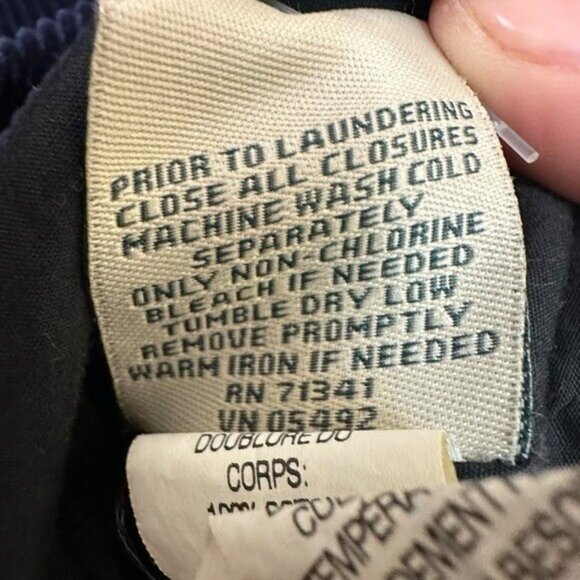 LL Bean Women's L Petite Corduroy Jacket Belted Double Breasted Navy Blue Cotton - Picture 8 of 9